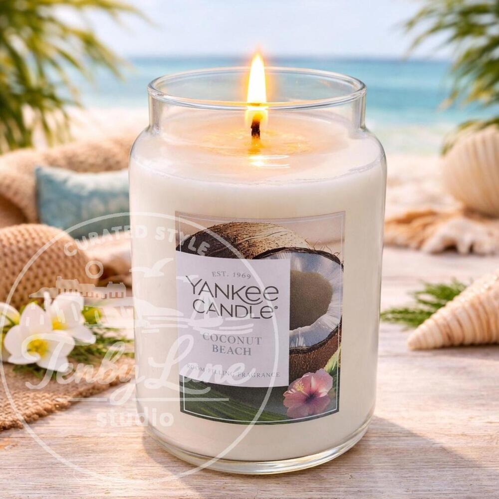 Yankee Candle Coconut Beach 22oz Large Jar Coconut Creamy Vanilla Musk